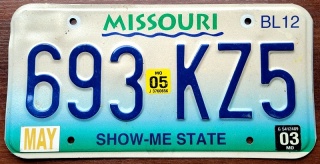 Missouri 2005 - tablica z USA