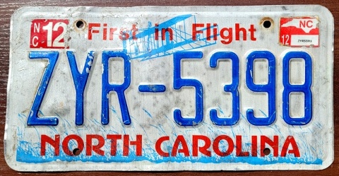 North Carolina 2012 - tablica z USA