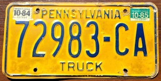 Pennsylvania 1984/85 - tablica z USA