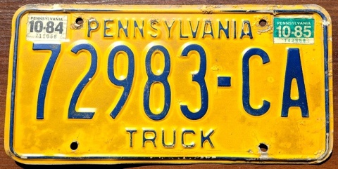 Pennsylvania 1984/85 - tablica z USA