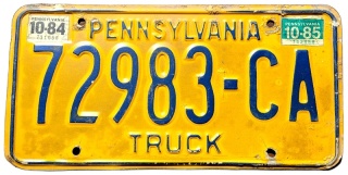 Pennsylvania 1984/85 - tablica z USA