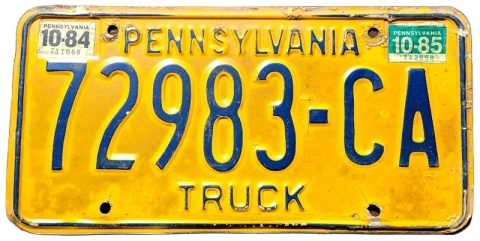 Pennsylvania 1984/85 - tablica z USA