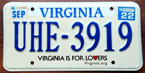 Virginia 2022 - tablica z USA