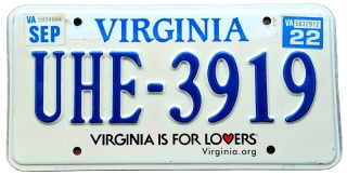 Virginia 2022 - tablica z USA