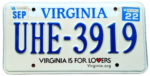 Virginia 2022 - tablica z USA