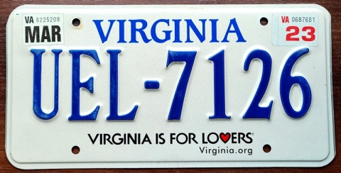 Virginia 2023 - tablica z USA