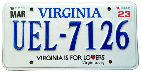 Virginia 2023 - tablica z USA