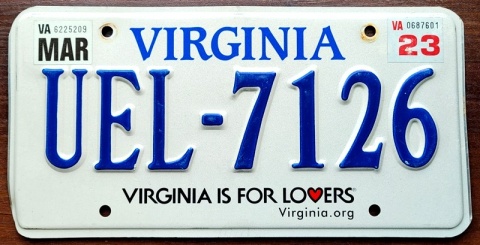 Virginia 2023 - tablica z USA