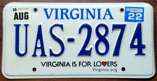 Virginia 2022 - tablica z USA