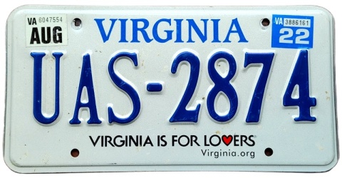 Virginia 2022 - tablica z USA