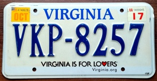 Virginia 2017 - tablica z USA