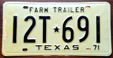 Texas 1971 - tablica z USA