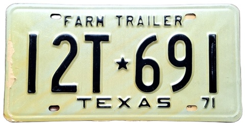 Texas 1971 - tablica z USA