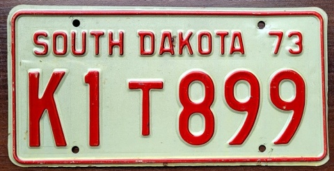 South Dakota 1973 - tablica z USA