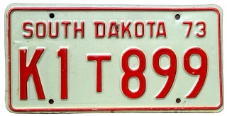 South Dakota 1973 - tablica z USA