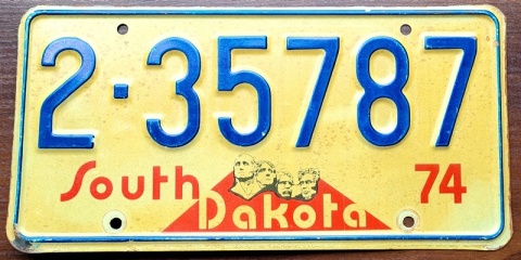South Dakota 1974 - tablica z USA