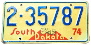 South Dakota 1974 - tablica z USA