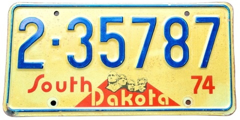 South Dakota 1974 - tablica z USA