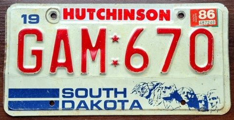 South Dakota 1986 - tablica z USA