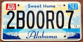 Sweet Home Alabama 2012 - tablica z USA