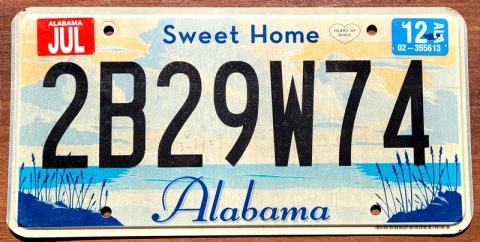 Sweet Home Alabama 2012 - tablica z USA