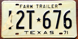 Texas 1971 - tablica z USA