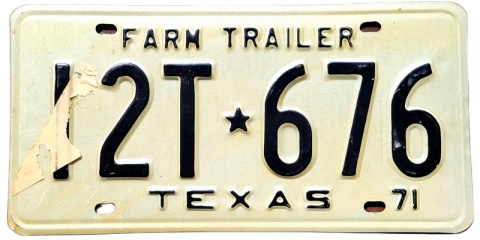 Texas 1971 - tablica z USA