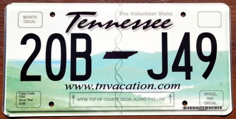 Tennessee - tablica z USA