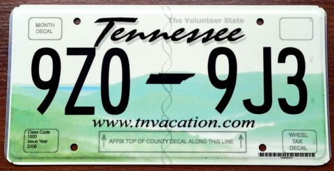 Tennessee - tablica z USA