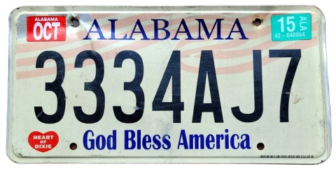 Alabam 2015 - tablica z USA