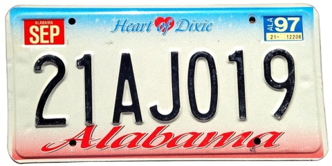 Alabama 1997 - tablica z USA