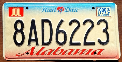 Alabama 1999 - tablica z USA
