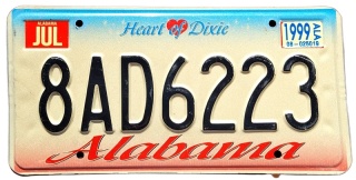 Alabama 1999 - tablica z USA