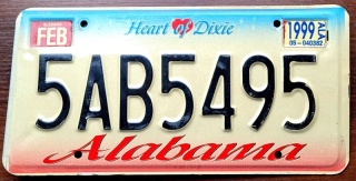 Alabama 1999 - tablica z USA