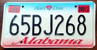 Alabama 2001 - tablica z USA