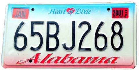 Alabama 2001 - tablica z USA