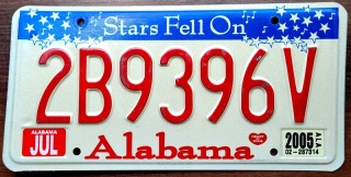 Alabama 2005 - tablica z USA
