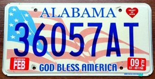 Alabama 2009 - tablica z USA