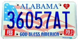 Alabama 2009 - tablica z USA