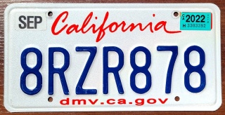 California 2022 - tablica z USA