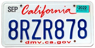 California 2022 - tablica z USA