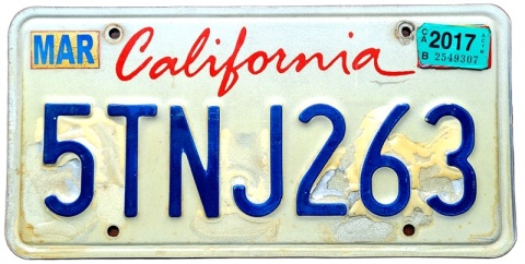 California 2017 - tablica z USA