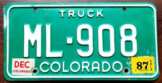 Colorado 1987 - tablica z USA