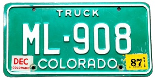 Colorado 1987 - tablica z USA
