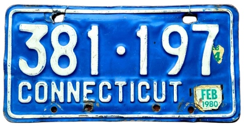 Connecticut 1980 - tablica z USA