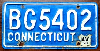 Connecticut 1981 - tablica z USA