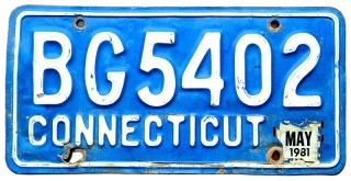 Connecticut 1981 - tablica z USA