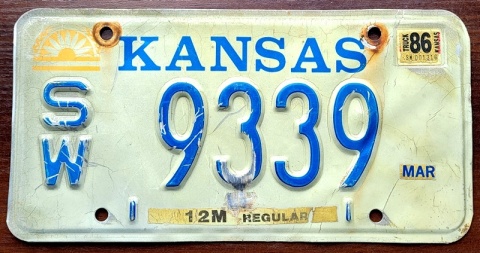 Kansas 1986 - tablica z USA
