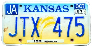 Kansas 2001 - tablica z USA