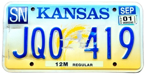 Kansas 2001 - tablica z USA